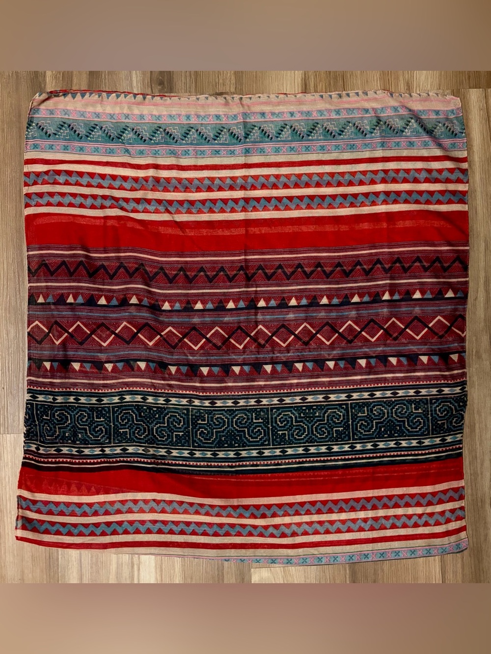 Red/Maroon Aztec Print Sheer Infinity Scarf